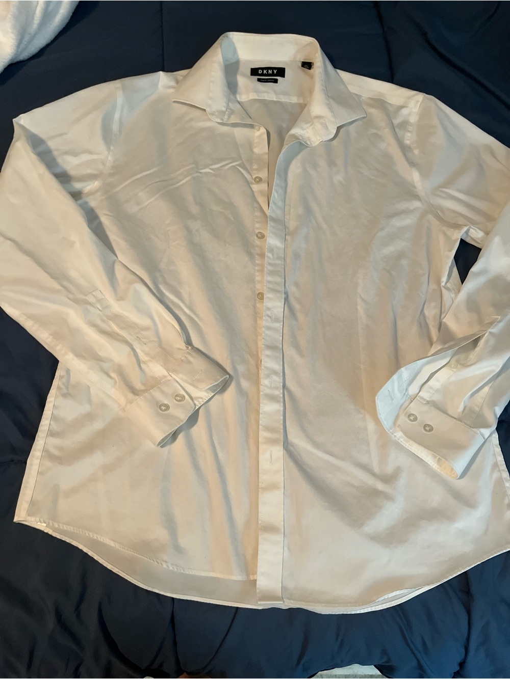 DKNY Men's White Long-Sleeve Dress Shirt